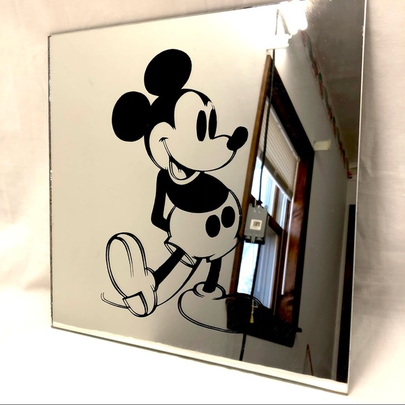 Mickey Mouse Mirror Square Glass Tile 12" x 12" Vintage Disney - Picture 2 of 4
